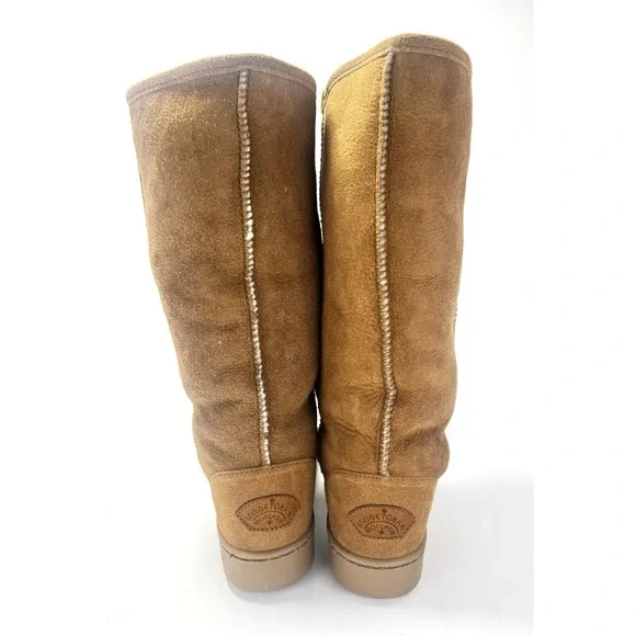 Minnetonka Womens Size 7 Beige Tan Sheepskin Sherpa Fur Lined Boot Calf - Picture 3 of 6